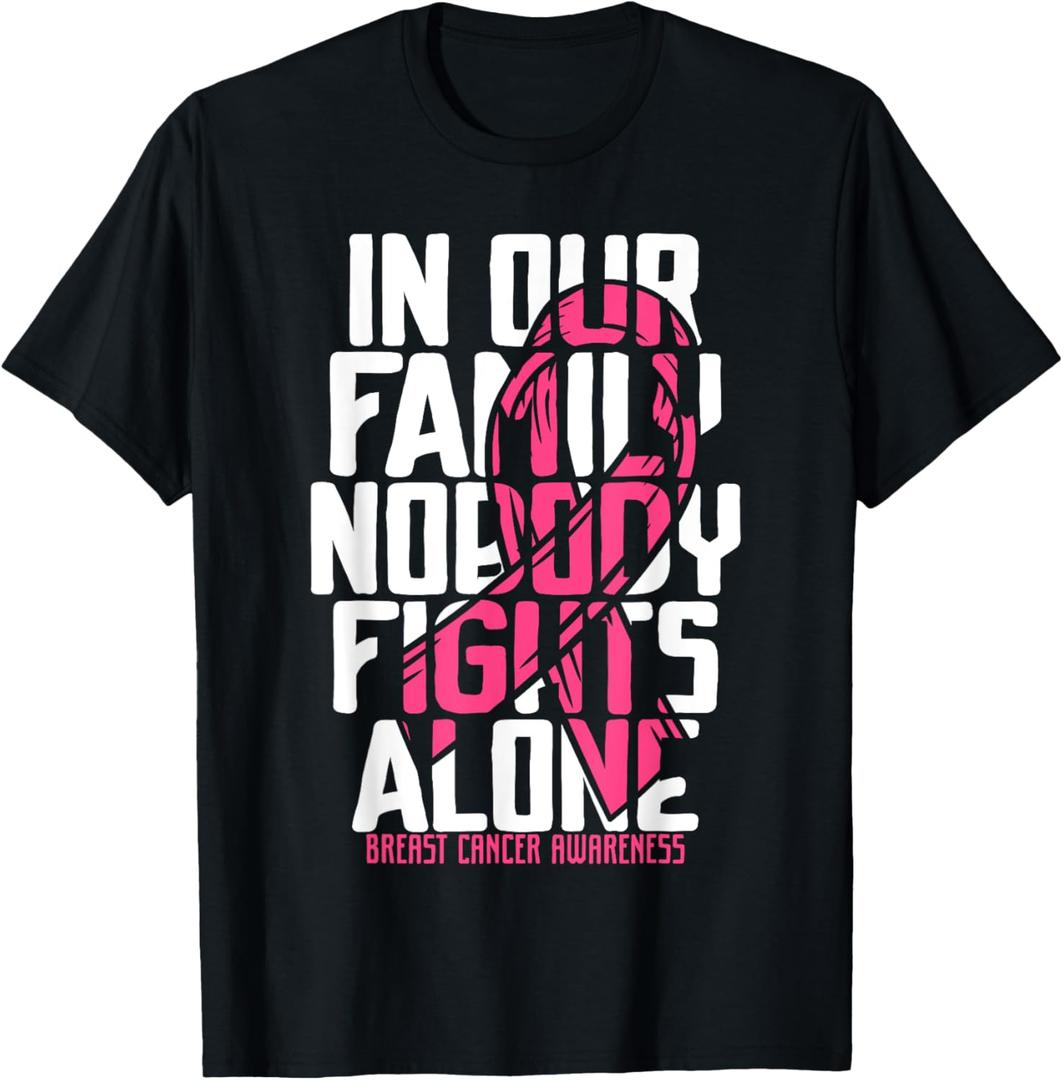 Breast Cancer Support Pink Breast Cancer Awareness T-Shirt (Medium, Black)