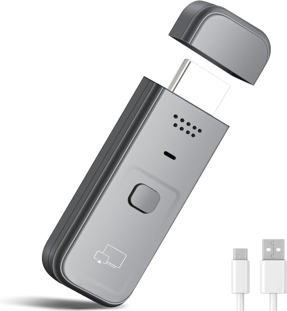 Wireless HDMI Display Dongle Adapter 2025, 1080P Plug & Play HDMI Extender Wireless Receiver for Smartphone/PC/Laptop to TV/Monitor/Projector, HD Streaming Video/Audio/File, Airplay & Miracast (Gray)
