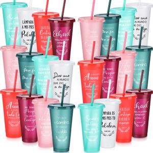 Funnymoom 96 Packs Spanish Christian Cups, Red,Pink,Green,White