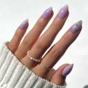 Glamnetic Press On Nails - Lilac Reef | Short Almond Purple Fake Nails with Flower Accents, Salon Quality Summer Nails | 15 Sizes - 30 Nail Kit with Glue