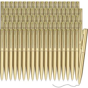 Teling 72 Pcs Small Ballpoint Pen Mini Pens Bulk 4 Inch Short Small Tiny Black Ink Ballpoint Writing Tool for Notebook Pockets Signature Notepads School Office(Gold, Classic Style)