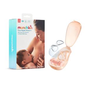 Munchkin Flow 16mm Nipple Shield for Breastfeeding Newborns, Silicone Latch Monitor with Visible Milk Flow Channel, Nursing Support for Sore Nipples