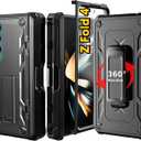 KJSK for Samsung Galaxy Z Fold 4 Case,with S Pen Holder+Belt Clip Holster+Built-in Kickstand+Hinge Protection,Heavy Duty Military Grade Drop Proof Case for Galaxy Z Fold 4(Black)