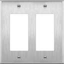 ENERLITES Decorator Switch or Receptacle Outlet Metal Wall Plate, Corrosion Resistant, Size 2-Gang 4.50" x 4.57", UL Listed, 7732, 430 Stainless Steel, Silver, 1 Count (Pack of 1)