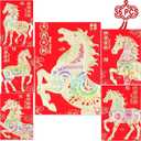 2 x Red Envelopes Chinese New Year Of The Horse 2026,, Lucky Money Envelopes For Lunar New Year, Li Xi Hongbao With 6 Gold Embossed Patterns Colorful 36Pcs Medium