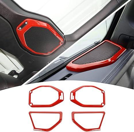 JeCar Orange Top Speaker Bezel Trim Cover for 2018-2023 Jeep Wrangler JL JLU Gladiator JT