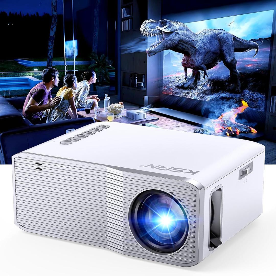 Projector with WiFi and Bluetooth, [Native 1080P Upgrade 240 ANSI] KSAN Portable Projector, Mini Movie Projector for Outdoor Use, Bedroom Ceiling Video Projector Compatible with Phone/TV Stick/PC/PS5