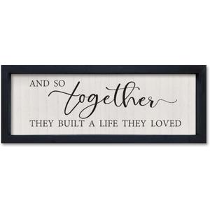 comurdyo And So Together They Built a Life They Loved Wall Sign Decor 16"6" Above Bed Master Bedroom Wood Framed Hanging Wall Art (Black)