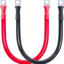 ECO-WORTHY 2AWG Battery Cable with 5/16'' Lug Terminals 12inch Cables Set Tinned Copper Battery Inverter Cable for Car, Truck, RV, Solar