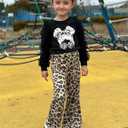 Arshiner Toddler Girls 2 Piece Outfits Fall Clothes Knit Tulle Puff Sleeves Top and Flare Pants Set for Girl 2-8Y (Black)