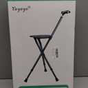 Yayayo Hold 440 lbs Folding Canes with Seat Walking Stick Height Adjustment Cane Seat Capacity Frosted Handle with Magnetic Therapy Stone Crutches Stool (Square LED)