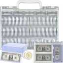 FULLCASE Coins Collector Case Holder Coin Capsules 46mm with 6 Sizes Foam Gasket (141 Pcs), Hard Paper Currency Sleeves (20 Pcs), Soft Dollar Bill Sleeves (200 Pcs) Storage Organizer Box (White)