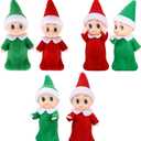 Aoriher 6 Pieces Tiny Doll Christmas Baby Boy and Girl Twins Dolls Christmas Miniature Accessories 2 Colors for Xmas Decorations Advent Calendars and Stocking Stuffers