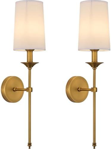 PASSICA DECOR Wall Sconce Set of 2 Hardwired Vintage Antique Brass Sconce Candle Wall Light for Bedroom Living Room Vanity Farmhouse Bathroom Hallway
