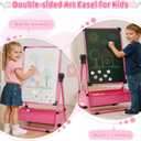 Art Easel for Kids, Adjustable Double Sided Toddler Easel Drawing Board