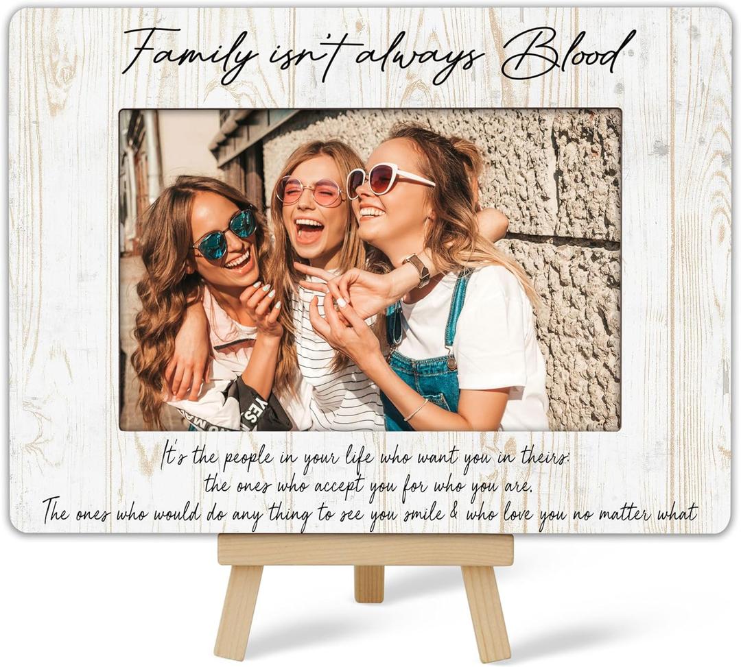 Best Friend Picture Frame, Friends Frame, Family Isn't Always Blood, Birthday Graduation Gifts Ideas, Photo Frames For Home Tabletop Decor A(01