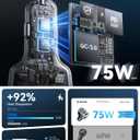 75W Car Charger USB C, 4 Port Super Fast Cigarette Lighter USB Charger, Type C 60W & QC 3.0 Multiport Car Phone Adapter Accessories for iPhone 17/16/15/14/13/12 Pro Samsung S26 Series