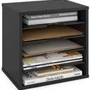Ballucci File Organizer Paper Sorter, 5 Tier Adjustable Shelves Office Desk Organizer, 13 5/8" x 9 1/4" x 12", Black