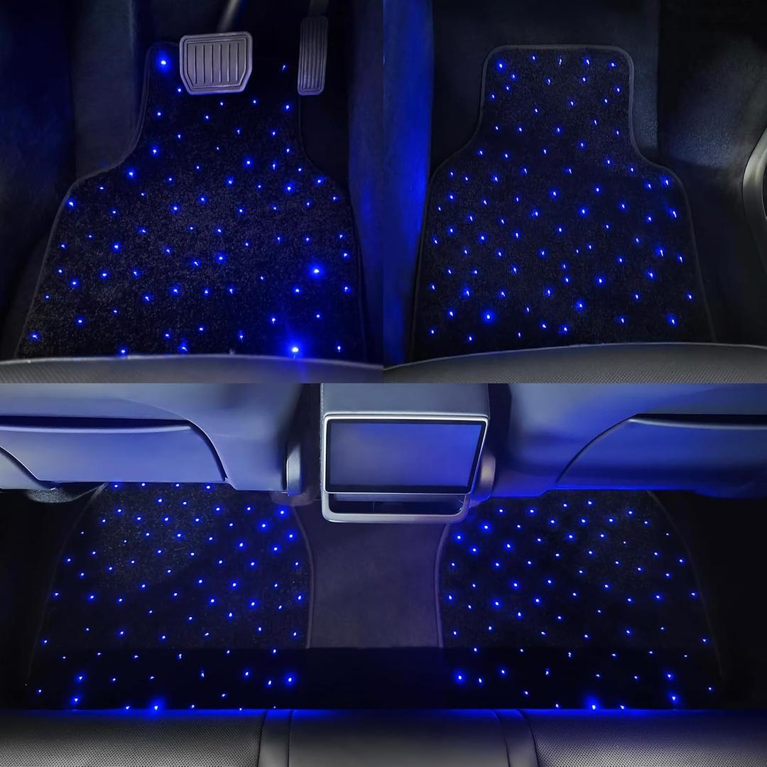Starlight LED Car Floor Mats, Multi-Color Changing Illuminated Carpet, Button & App Control, 5V USB Powered, Waterproof & Washable, Non-Slip, All-Weather, Universal Fit for Cars, SUVs, Trucks