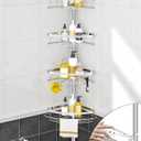 Rustproof Shower Corner Caddy Organizer for Bathroom, 4 Adjustable Shelves with Tension Pole, for Bathtub Shampoo Accessories Storage Holder, 34 to 116 Inch Height, Silver