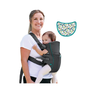 Infantino Swift Classic Baby Carrier, 2 Ways to Carry with Wonder Cover Bib, Adjustable Strap, Registry Essential, Baby Carrier for Newborn to Toddler 7-26lb, Gray