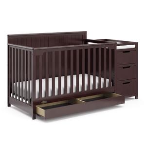 Graco Hadley 5-in-1 Convertible Crib & Changer (Espresso) – GREENGUARD Gold Certified, Fits Standard Crib Mattress, Converts to Toddler Bed and Full Bed, 4 Adjustable Mattress Heights
