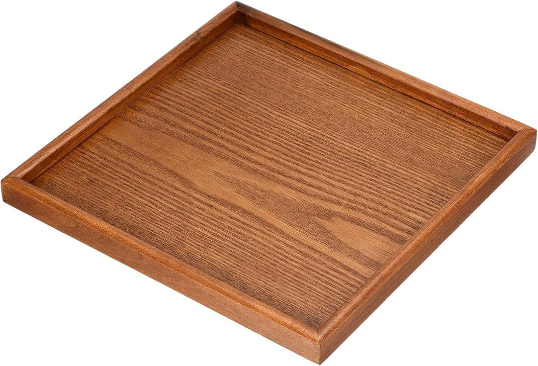 PATIKIL Wood Serving Tray 12 Inch, Square Decorative Platter for Home Decor Kitchen Table Candle Holder, Brown (12" x 12" x 0.9")