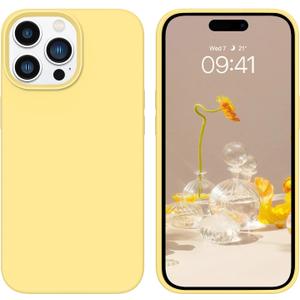 BENTOBEN for iPhone 14 Pro Max Case, Soft Silicone Gel Rubber Bumper Microfiber Lining Hard Back Shockproof Protective Phone Cover for iPhone 14 Pro Max 6.7", Yellow