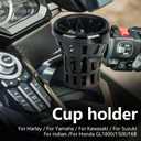 Upgraded Motorcycle Handlebar Drink Cup Holder Mount for Harley Davidson Passenger Water Bottle Holder with Mesh Basket Universal for Honda GL1800 DCT (Black, 142MM)