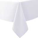 Biscaynebay Textured Fabric Tablecloths 70x108 Inches Rectangular, White Water Resistant Tablecloths for Dining, Kitchen, Wedding and Parties etc. Machine Washable