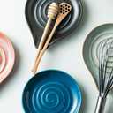 Spoon Rest, Porcelain Drip Tray for Multiple Utensils, Cooking&Large Spoon Holder for Stove Top, Modern Farmhouse Kitchen Decor Utensil Holder for Spoons, Ladles, Tongs&Spatula, Black