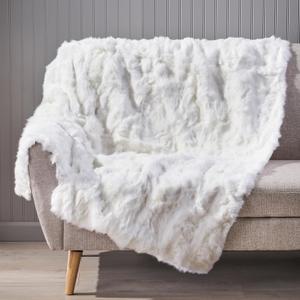TEMACOO Gentle Soft Fluffy Fur Throw Blanket, Cozy Plush Blanket White, 50 * 60 Inches (Rabbit Fur)