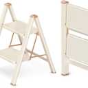 2 Step Ladder Folding Step Stool with Wide Anti-Slip Pedal, 330LBS Capacity, Lightweight Portable Stepladder for Home and Kitchen Use, Cream Chocolate