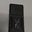 Armor Compatible for Samsung Galaxy S25 Ultra Case with Camera Cover & Stash Stand, 4X Military-Grade Drop Protection, Shock-Absorbing Rugged Defender (Black)