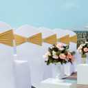 Spandex Chair Sashes Bows - Babenest 100PCS Premium Stretch Chair Cover Band with Buckle Slider Universal Elastic Chair Ties for Wedding Easter Party Ceremony Reception Banquet Decoration (Gold)