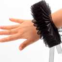 GRACEART Elizabethan Dickens Ruff Neck Clown Collar Elizabeth Wrist Ruffs Ruffle Cuff Arm Bands (Black)
