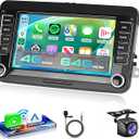 4G+64G Rimoody Wireless CarPlay Radio for VW Passat Jetta Tiguan Golf MK5 MK6 T5 EOS Polo, Android Car Stereo 7 Inch Touch Screen Android Auto GPS Navigation WiFi Bluetooth FM SWC Backup Camera