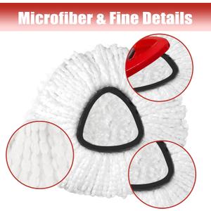 Mop Head Replacement, 2 Pack Spin Mop Refill Replace Head Compatible O Cedar Easywring 1-Tank System, Great Cleaning Power, Microfiber, Helper Housework, Machine Washable Easy-to-Replace, White