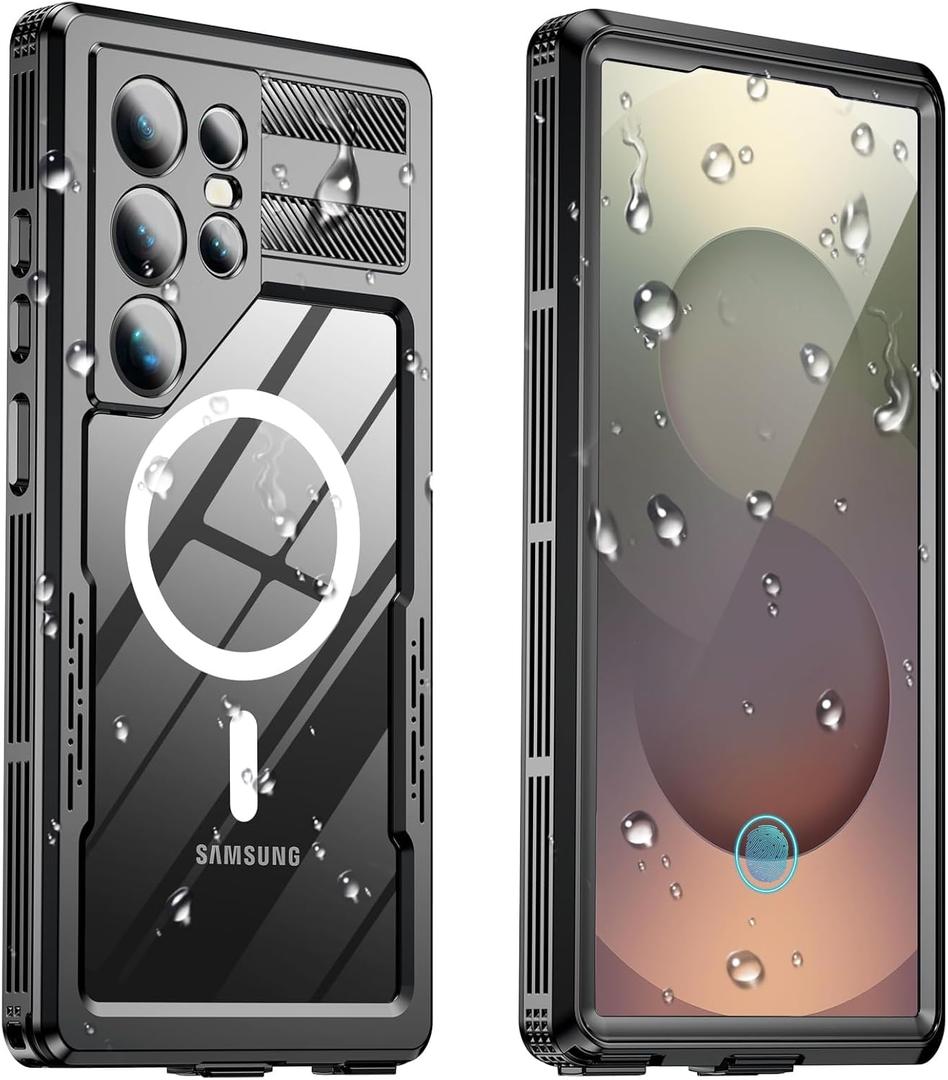 for Samsung Galaxy S25 Ultra Waterproof Case, [Fit for Magsafe] [IP68 Water Proof] [Built-in Screen Protector], Magnetic Heavy Duty Military Grade Rugged Phone Case for S 25 Ultra 6.9", Black