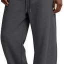 Men's Baggy Sweatpants Cotton Fleece Wide Leg Lounge Sweat Pants Drawstring Waist Jogging Pants with Pockets (Gray, M)