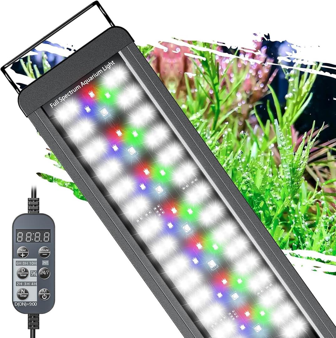 Pawfly 33W Aquarium LED Light for 30" to 36" Tanks 24/7 Extendable Fish Tank Light with Full Spectrum IP68 Waterproof with D/N Mode Single Color Effects Timer and Adjustable Brightness