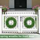 LZNPA Boxwood Wreaths for Front Door Realistic 22InchSpring Wreaths for Front Door Outside Front Door Wreath All SeasonGreen Wreath for Spring Farmhouse Porch Wall Wedding Room Home Decor
