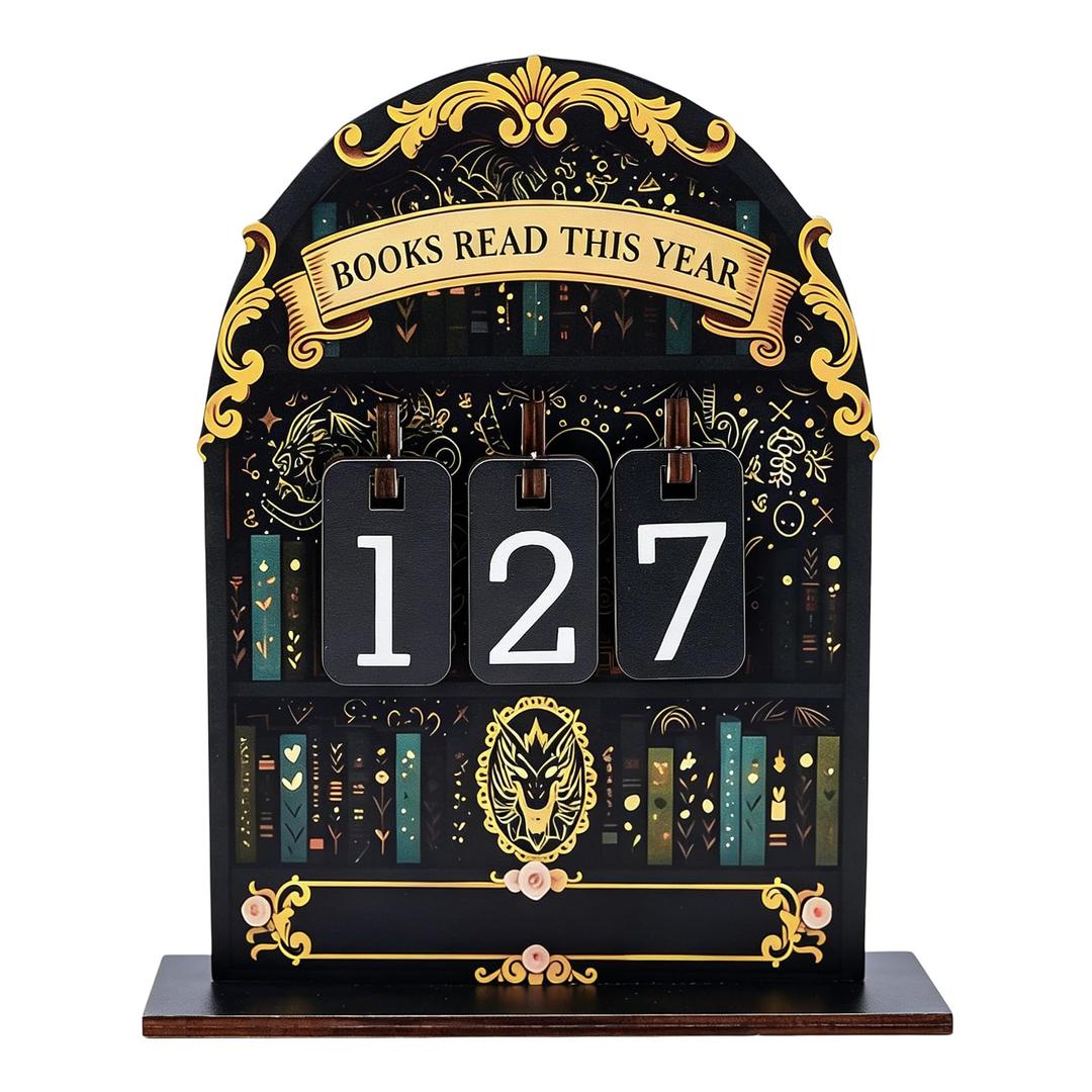 SKYJORMY Wooden Books Read Reading Tracker Sign, Black