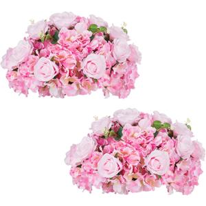 NUPTIO Flower Balls for Wedding Centerpieces - 2 Pcs 15.7 inch Diameter Fake Flower Ball Arrangement Bouquet Party Centerpieces for Tables - Pink Rose Bouquet Centerpiece Flowers for Wedding Table