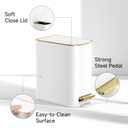 TIPGO Small Bathroom Trash Can with Lid Soft Close, Step Pedal, 5 Liter / 1.3 Gallon Stainless Steel Trash Bin, Slim Garbage Cans for Toilet, Office, Bedroom (White)