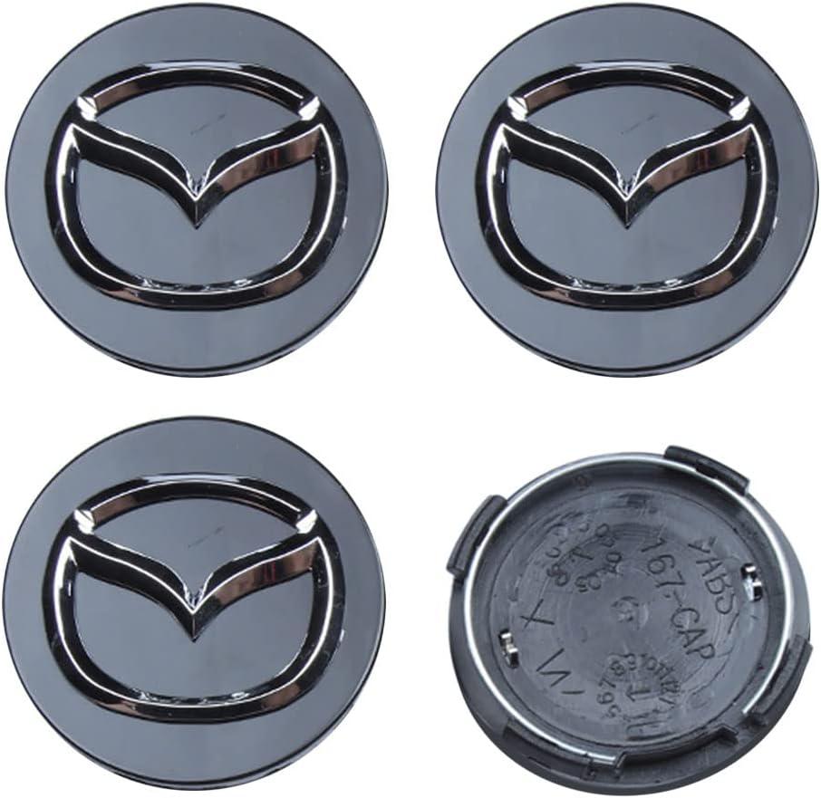 4PCS Wheel Center Caps for Mazda CX-5 CX-7 CX-8 M6 MX5 RX7 RX8 A8 CX9 X MX, 56mm/2.2" Car Wheel Hub Caps ABS Rim Center Hub Cover (Black), universal size