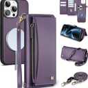 Wallet Case for iPhone 15 Pro Max with Card Holder/Crossbody Wallet/Strap| RFID Blocking | Magnetic | Kickstand | Detachable | PU Leather Phone Case for iPhone 15 Pro Max,6.7 in,Purple
