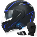 Motorcycle Bluetooth Modular Helmet, DOT Approved Dual Visor Full Face Flip Up Bluetooth Integrated Motorcycle Helmet for Adults Men and Women