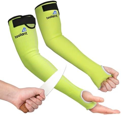 OriStout Cut Resistant Gardening Sleeves with Tumb Hole, Protective Arm Sleeves for Yard Work, Kitchen, Arm Guards for Biting, Pet Grooming, Gardening Gifts for Women, Green, 1 Pair