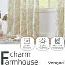 Vangao Green Floral Linen Blend Curtains for Living Room 84 Inches Long Farmhouse Curtains for Bedroom Vintage Print on Beige Light Filtering Window Drapes Back Tab Rod Pocket 2 Panels